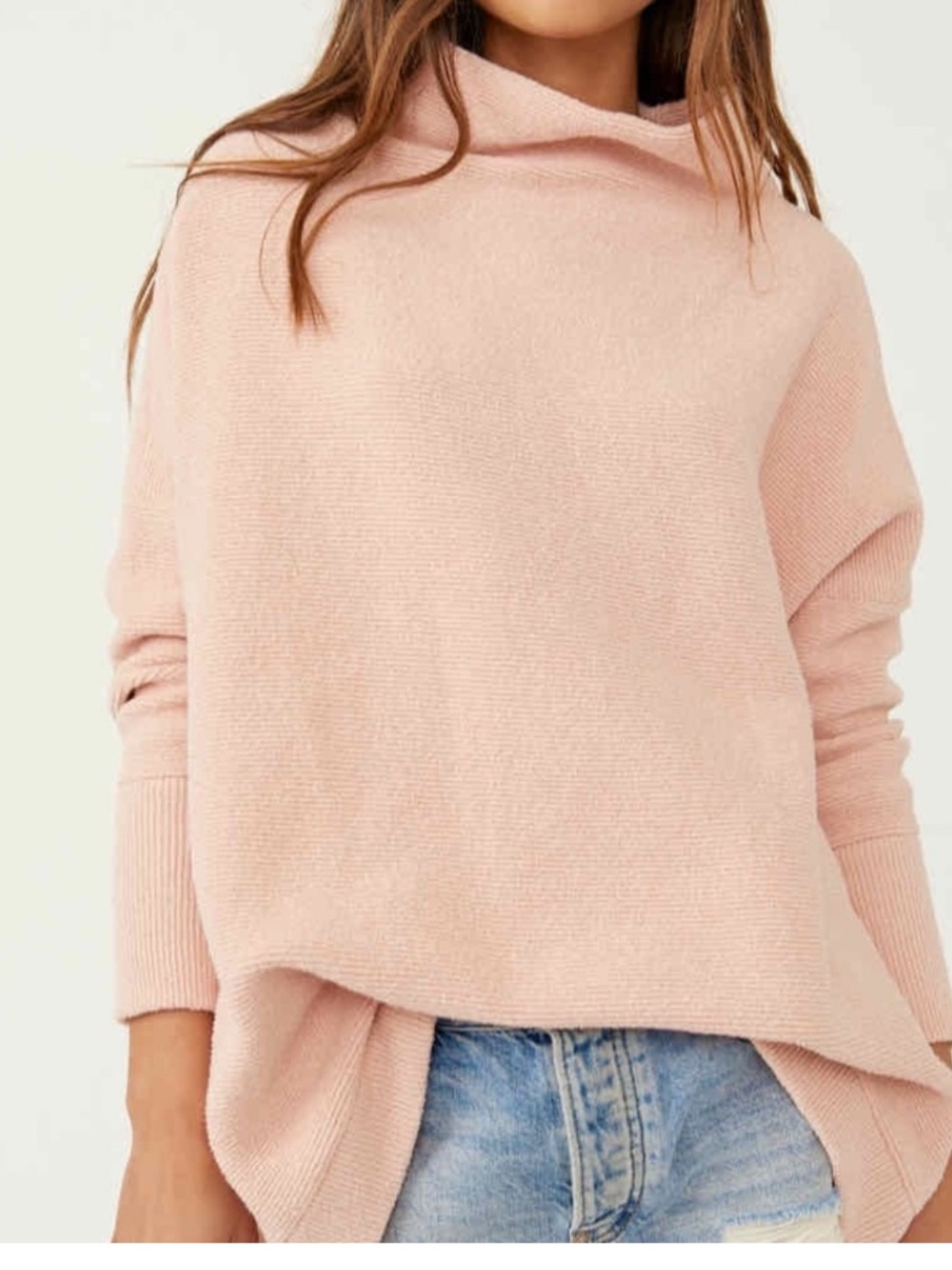 Free People Ottoman Blush Pink Cowl-Neck Sweater